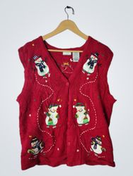 Bobbie Brooks Red Snowman Christmas Vest