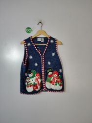 Carolina Colours Women's Sleeveless Blue Snowman C..