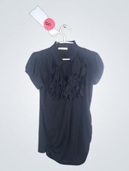 Charlotte Russe Black Ruffled Mock Neck Top