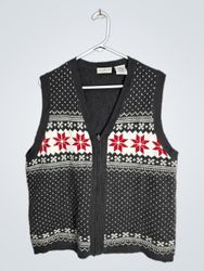 White Stag Woman Snowflake Knit Zip Vest