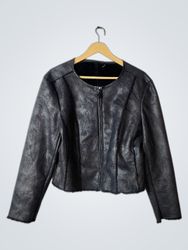 Black Faux Leather Jacket with Fur Lining
