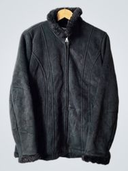 Croft & Barrow Black Faux Suede Sherpa Lined Jacke..