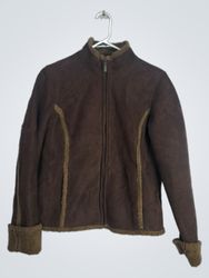 Charter Club Brown Suede Sherpa Lined Jacket