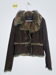 Pasha & Jo New York Brown Faux Fur Trimmed Jacket