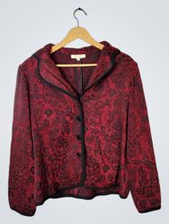 Dressbarn Red Black Floral Jacket Size 14