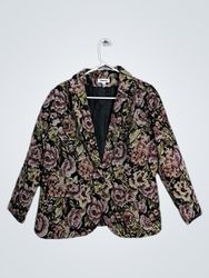 Robbam Woman 1X Made in China Floral Blazer