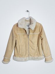 Abercrombie Kids Beige Faux Suede Sherpa Lined Jac..