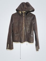 BERNARDO Women's Brown Faux Leather Hooded Jacket