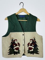 Karen Scott 100% Cotton Vest with Santa and Christ..
