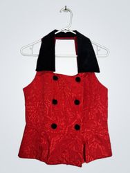 Jessica Howard Red Jacquard Peplum Top