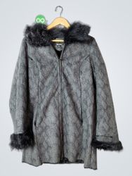 dennis by dennis basso women's faux fur trim hoode..
