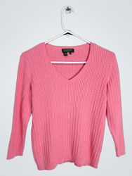 Lauren Ralph Lauren Petite Pink Cable Knit Sweater