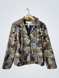 Sag Harbor Women's Floral Tapestry Blazer Size 16