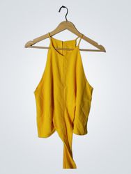 Yellow Halter Neck Top with Tie Detail
