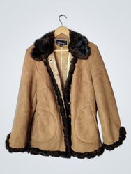 Jones New York Suede Faux Fur Trimmed Jacket