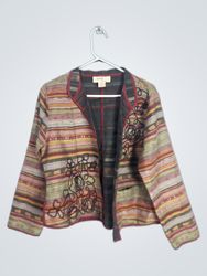 Anii by Natural Women's Striped Embroidered Jacket