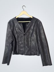 Black Faux Leather Jacket with Fur Lining
