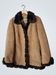 Brown Faux Fur Trimmed Coat