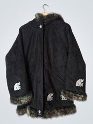 Northern Lifestyles Canada Black Hooded Faux Fur T..
