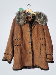 novelti. adorable junior brown faux fur trim coat ..
