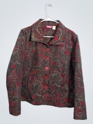 Cappogallo Women's Paisley Print Button-Up Jacket ..