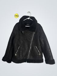 PHILOMENA PETTI NEW YORK Black Faux Fur Lined Avia..