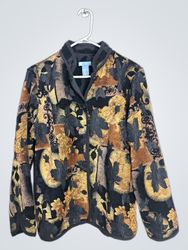 KORET Women's Black Floral Print Jacket Size 12