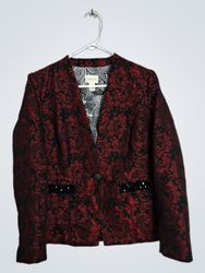 Chico's Women's Red Black Brocade Blazer