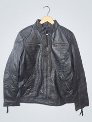 Real Leather Garments Black Leather Jacket XL