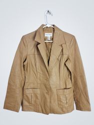Newport News Women's Tan Leather Blazer Size 10