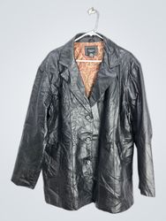 George Woman Black Leather Blazer