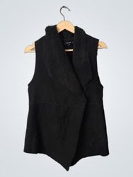 STELLA & DOT Black Sherpa Collar Vest