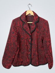 Dressbarn Women's Red Floral Blazer