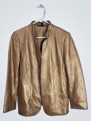 LINDA ALLAN EN TRACY Gold Leather Jacket