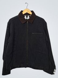 Black Denim Jacket with Plaid Lining