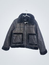 New Look Black Faux Leather Aviator Jacket