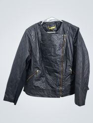 IMAN Quilted Faux Leather Moto Jacket