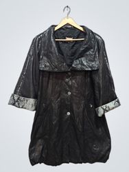 IMAGE LEATHER Black Leather Jacket with Snake Prin..