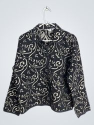 Keren Hart Black & Gold Floral Jacquard Jacket