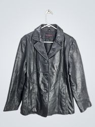 M. JULIAN Black Leather Blazer