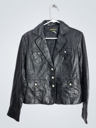 METROSTYLE Women's Black Leather Jacket