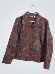 Cappagallo Women's Paisley Print Button-Up Jacket