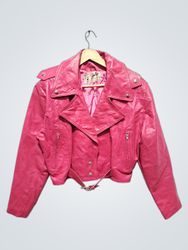 Perfect Pink Leather Biker Jacket