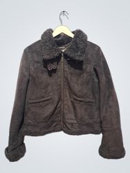 Big Chill Women's Brown Faux Suede Sherpa Lined Ja..