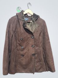 Sonoma Life + Style Brown Suede Faux Fur Lined Hoo..