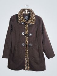 DENNIS BASSO Women's Brown Duffle Coat with Faux F..