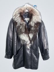 Marvin Richards Black Leather Fur Collar Jacket