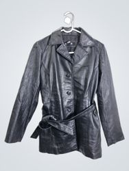 NEW YORK & COMPANY Black Leather Belted Jacket