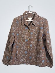 Appleseed's Floral Print Button-Up Jacket