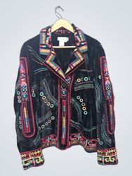 Coldwater Creek Embroidered Velvet Jacket